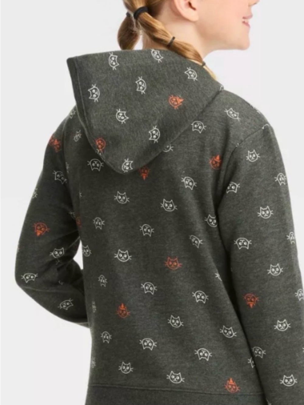 Girl’s Cat & Jack Dark Gray Hooded Halloween Sweatshirt - Size S (6/7)